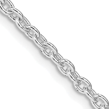 36 Inch Sterling Silver Rhodium-Plated 2.75mm Cable Chain Necklace