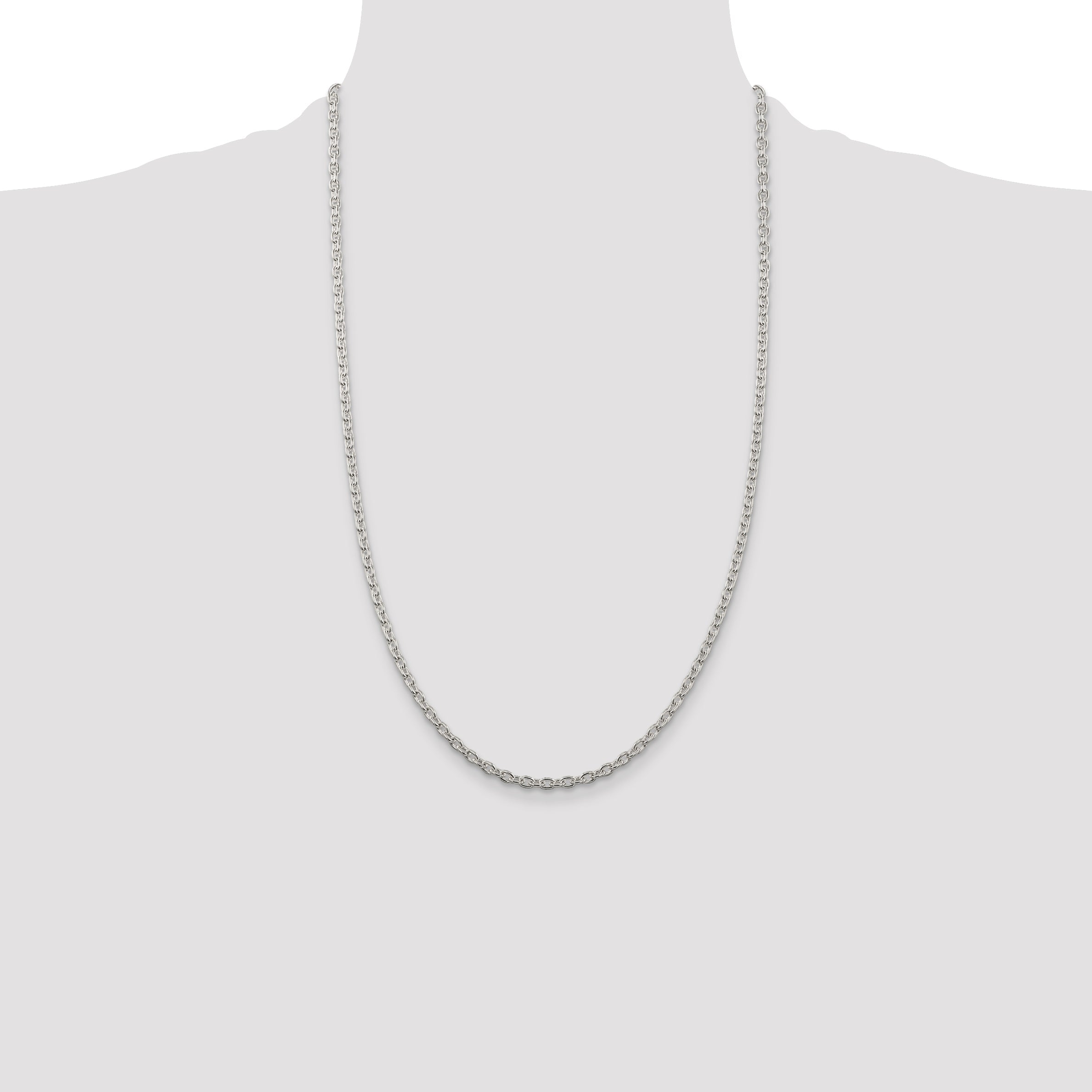 26 Inch Sterling Silver 3.5mm Cable Chain Necklace