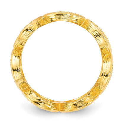 Sterling Silver Gold-Plated Cz Ovals Ring