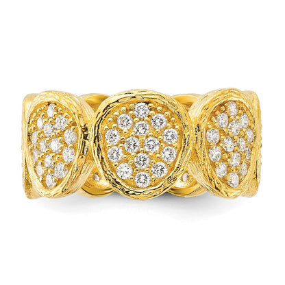 Sterling Silver Gold-Plated Cz Ovals Ring