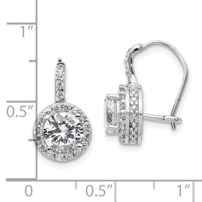 Sterling Silver Cheryl M Rhodium-Plated Brilliant-Cut Round Cz Halo Kidney Wire Dangle Earrings