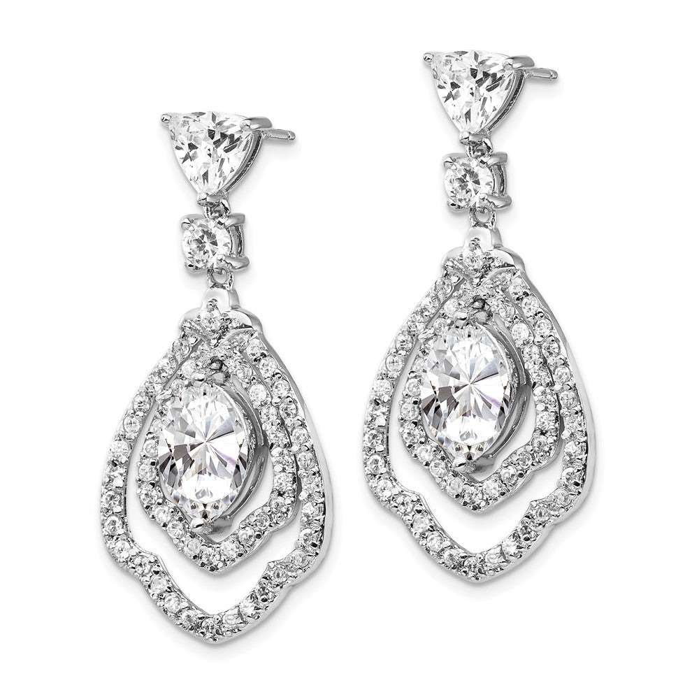 Sterling Silver Cheryl M Rhodium-Plated Brilliant-Cut Cz Fancy Post Dangle Earrings