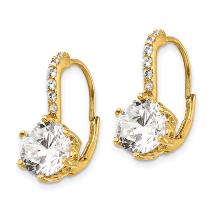 Ss/Gold Plated Cheryl M Sterling Silver Gold-Plated Brilliant-Cut Cz Leverback Earrings