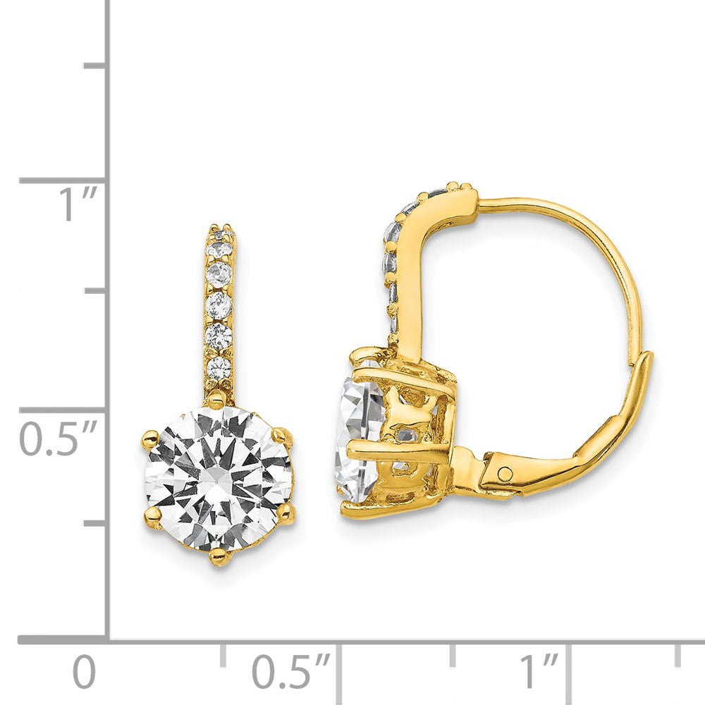 Ss/Gold Plated Cheryl M Sterling Silver Gold-Plated Brilliant-Cut Cz Leverback Earrings