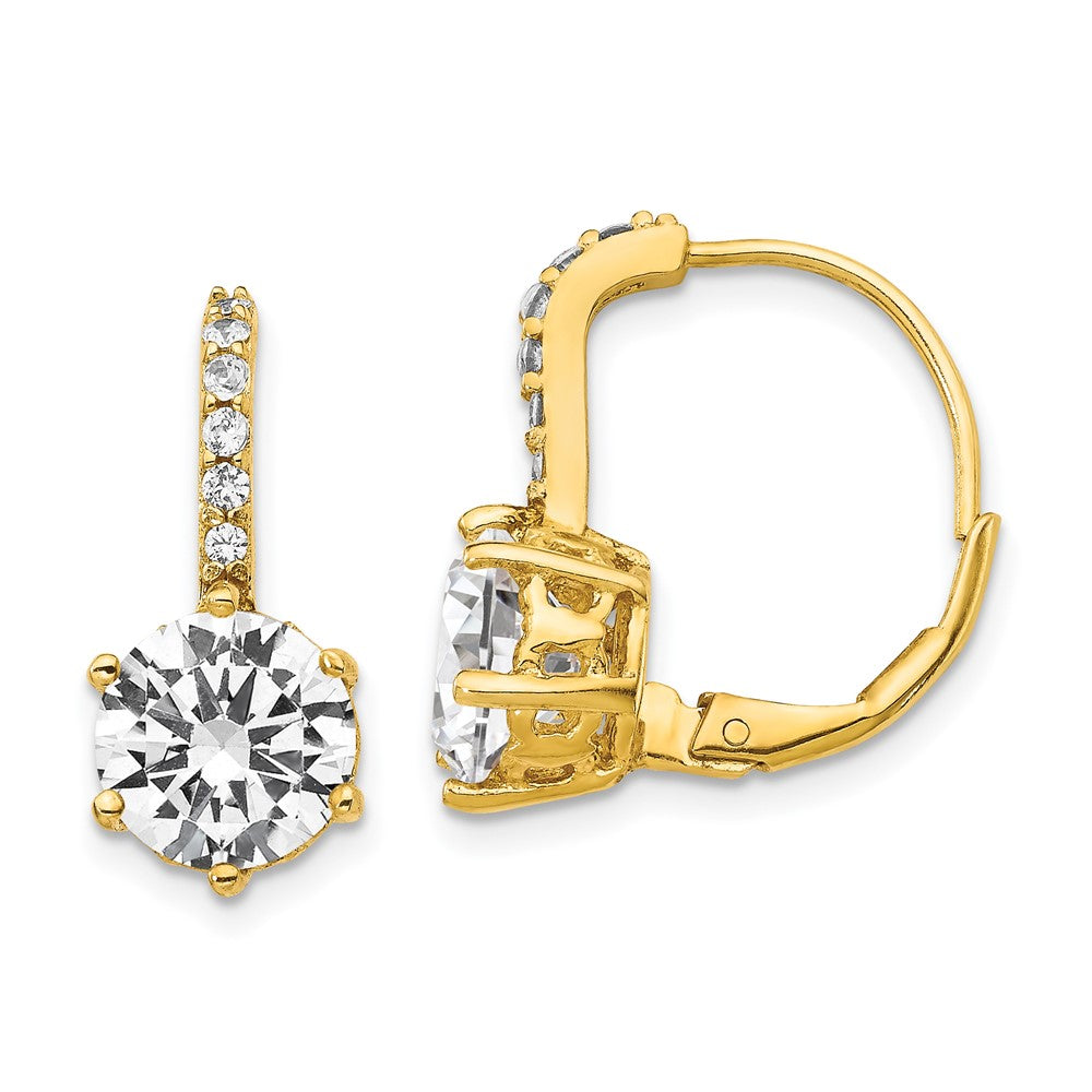 Ss/Gold Plated Cheryl M Sterling Silver Gold-Plated Brilliant-Cut Cz Leverback Earrings
