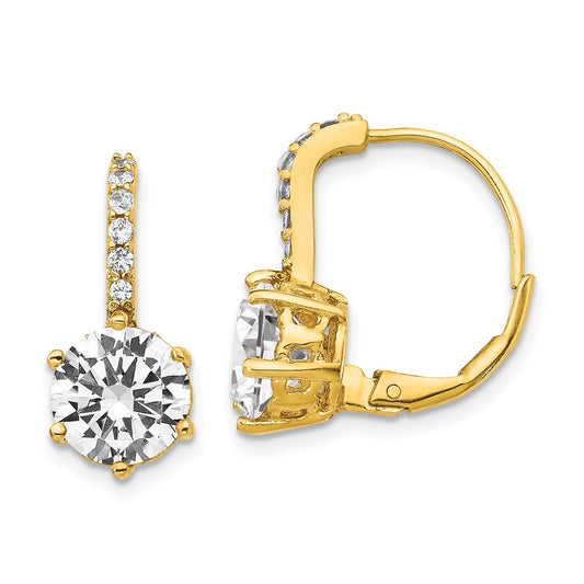 Ss/Gold Plated Cheryl M Sterling Silver Gold-Plated Brilliant-Cut Cz Leverback Earrings
