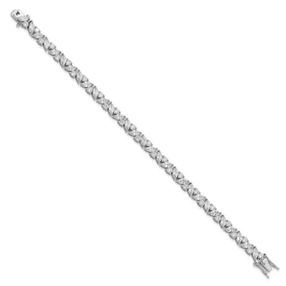 Sterling Silver Cheryl M Rhodium-Plated Fancy Brilliant-Cut And Marquise-Cut Cz 7.25 Inch Bracelet