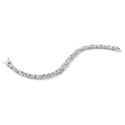 Sterling Silver Cheryl M Rhodium-Plated Fancy Brilliant-Cut And Marquise-Cut Cz 7.25 Inch Bracelet