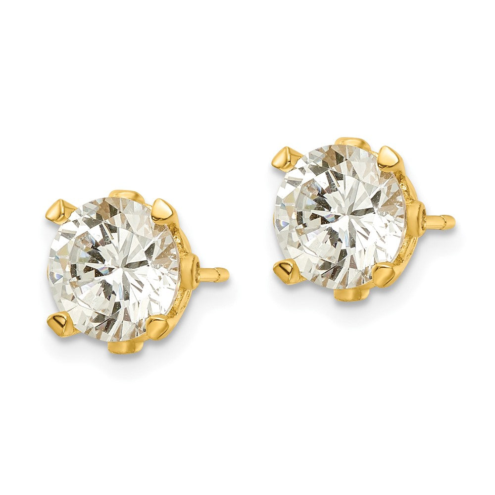 Sterling Silver Cheryl M Gold-Plated Brilliant-Cut Cz Stud Post Earrings