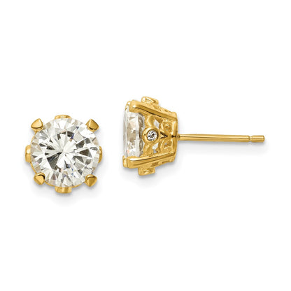 Sterling Silver Cheryl M Gold-Plated Brilliant-Cut Cz Stud Post Earrings