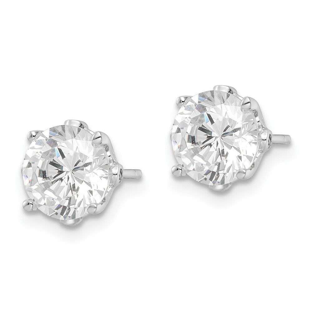 Sterling Silver Cheryl M Rhodium-Plated Brilliant-Cut Cz Stud Post Earrings