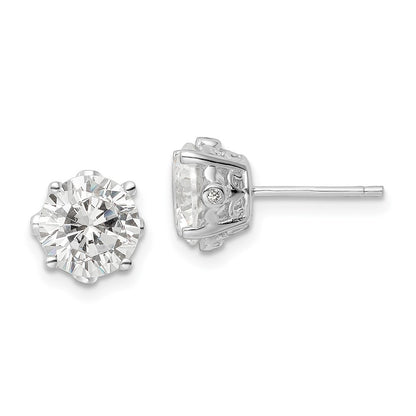 Sterling Silver Cheryl M Rhodium-Plated Brilliant-Cut Cz Stud Post Earrings