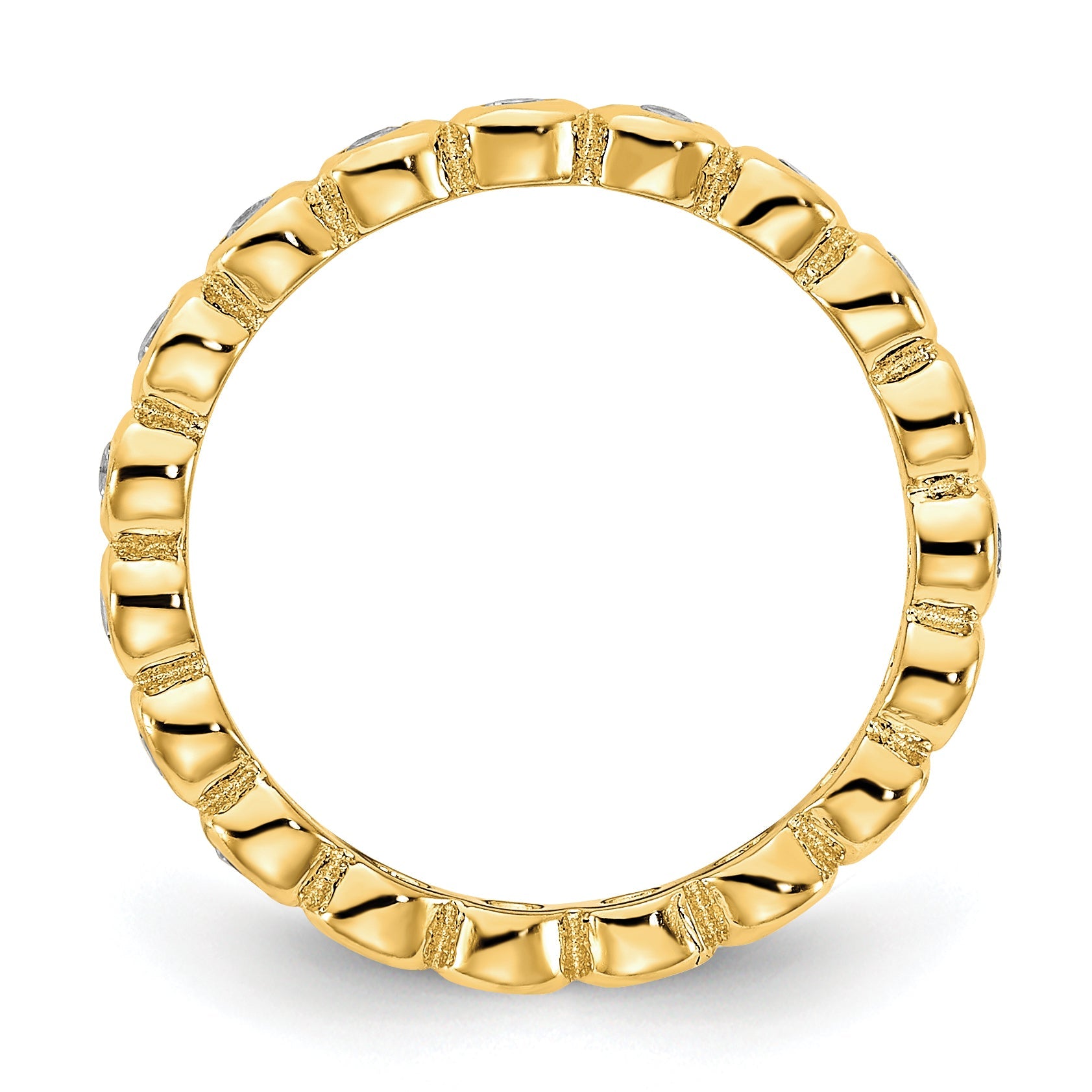 Sterling Silver Cheryl M Rhodium-Plated And Gold-Plated Brilliant-Cut Cz 5 Piece Eternity Band Ring Set