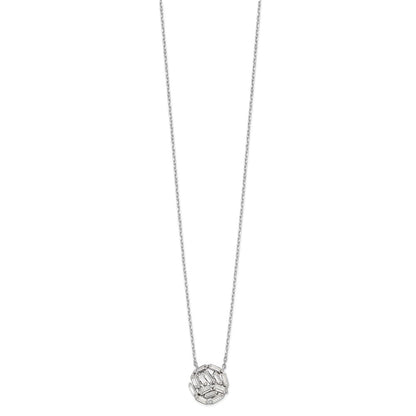 Sterling Silver Cheryl M Rhodium-Plated Baguette-Cut Cz 16 Inch Necklace With 2 Extender