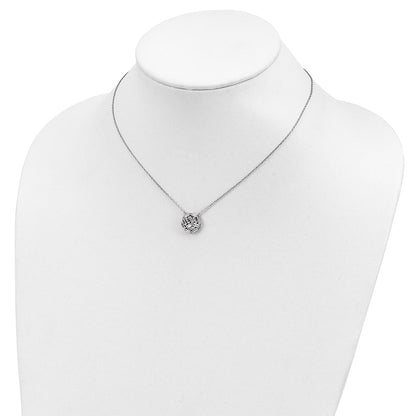 Sterling Silver Cheryl M Rhodium-Plated Baguette-Cut Cz 16 Inch Necklace With 2 Extender