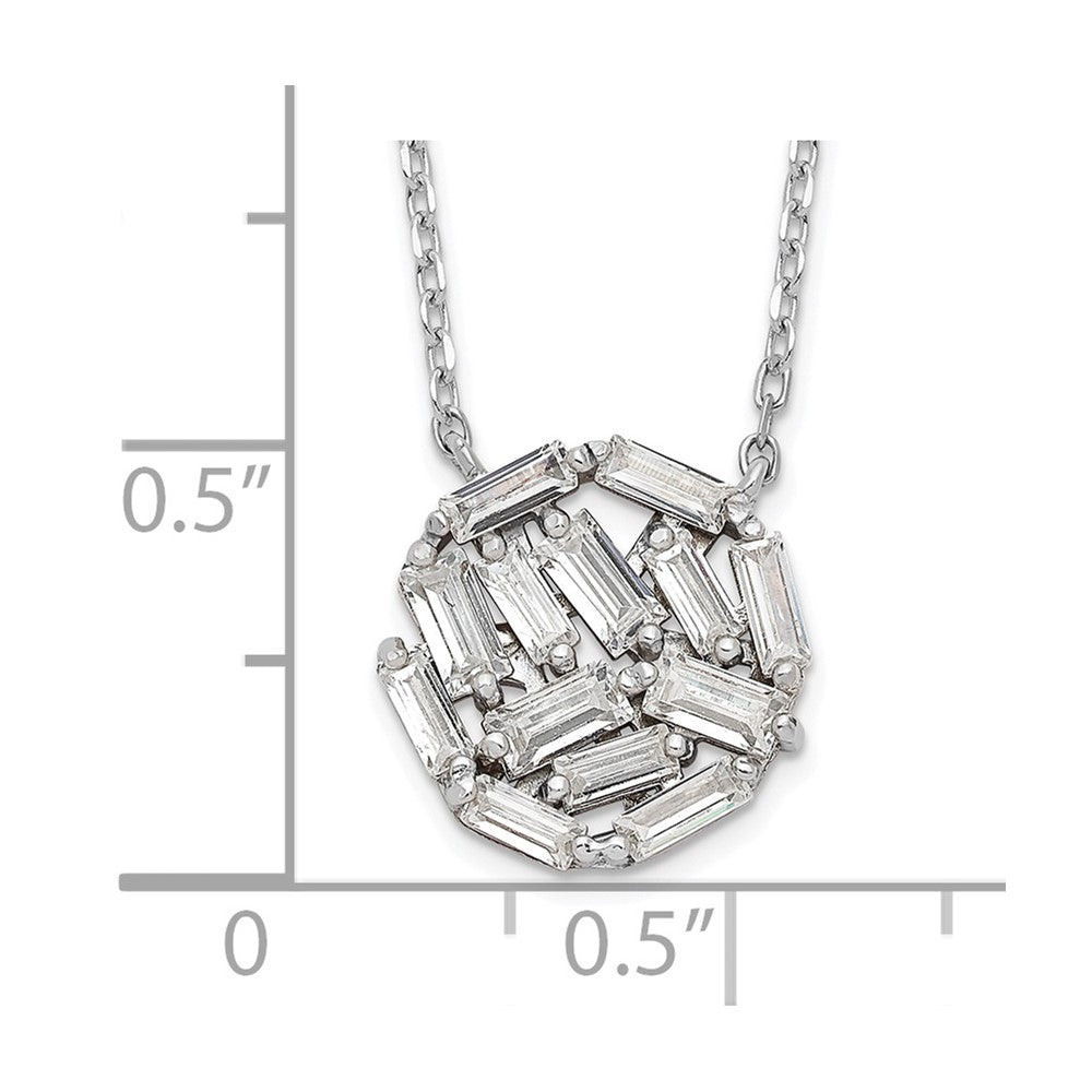 Sterling Silver Cheryl M Rhodium-Plated Baguette-Cut Cz 16 Inch Necklace With 2 Extender