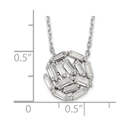 Sterling Silver Cheryl M Rhodium-Plated Baguette-Cut Cz 16 Inch Necklace With 2 Extender