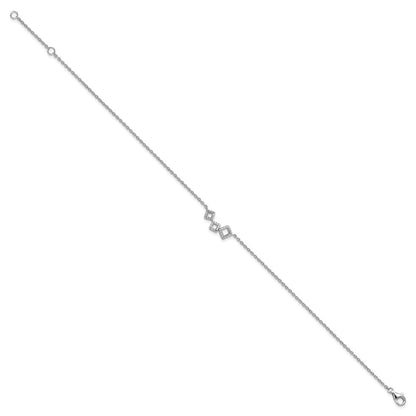 Sterling Silver Cheryl M Rhodium-Plated Brilliant-Cut Cz Geometric 9.5 Inch Anklet With 1 Extender