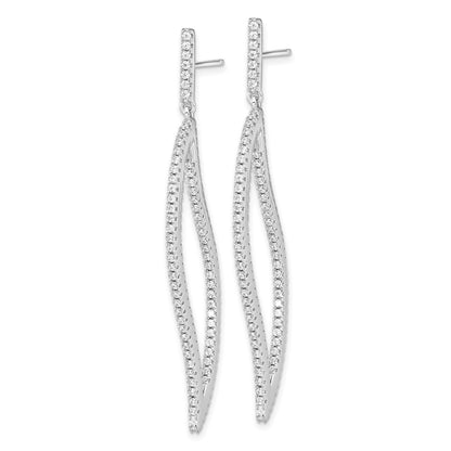 Sterling Silver Cheryl M Rhodium-Plated Brilliant-Cut Cz In And Out Geometric Post Dangle Earrings