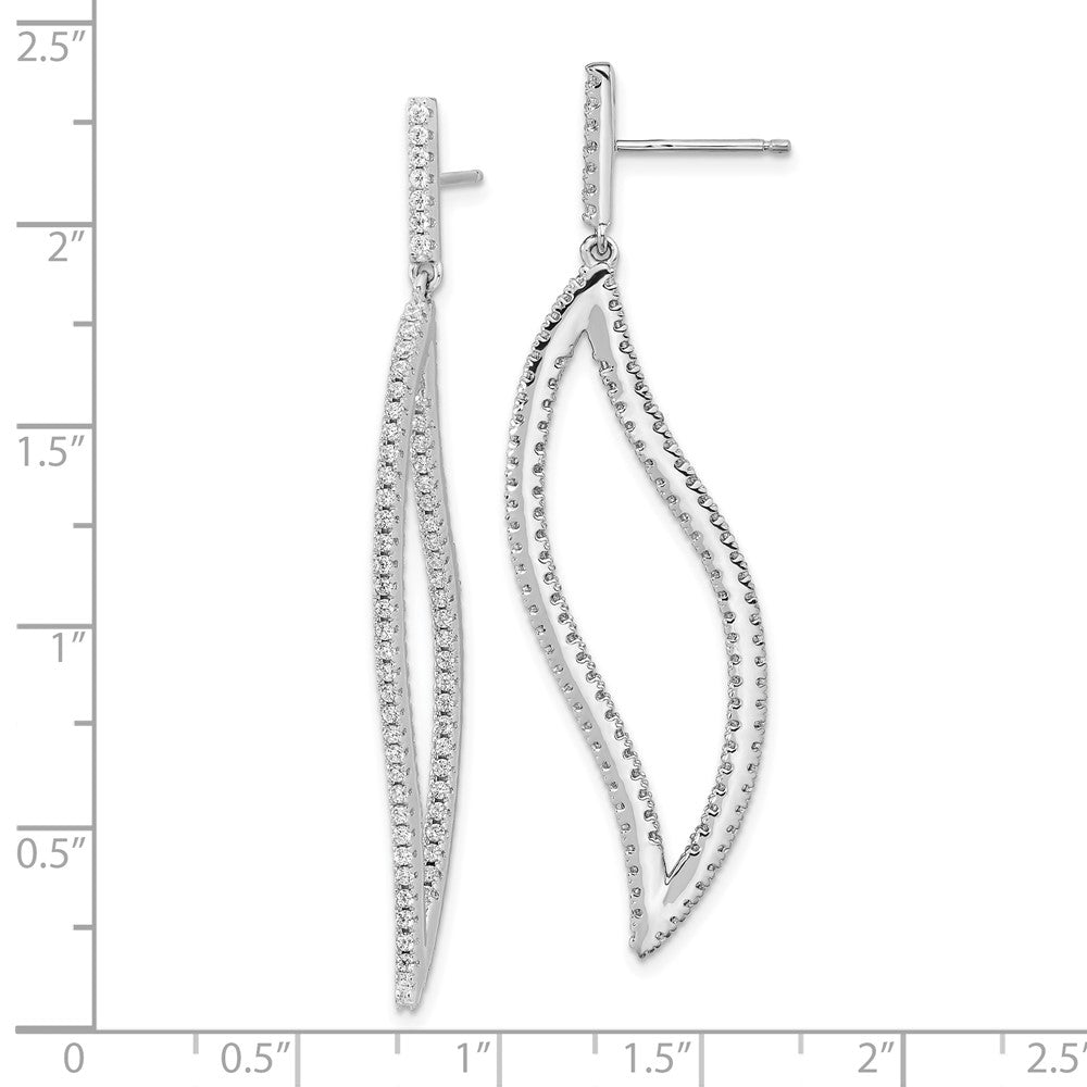 Sterling Silver Cheryl M Rhodium-Plated Brilliant-Cut Cz In And Out Geometric Post Dangle Earrings