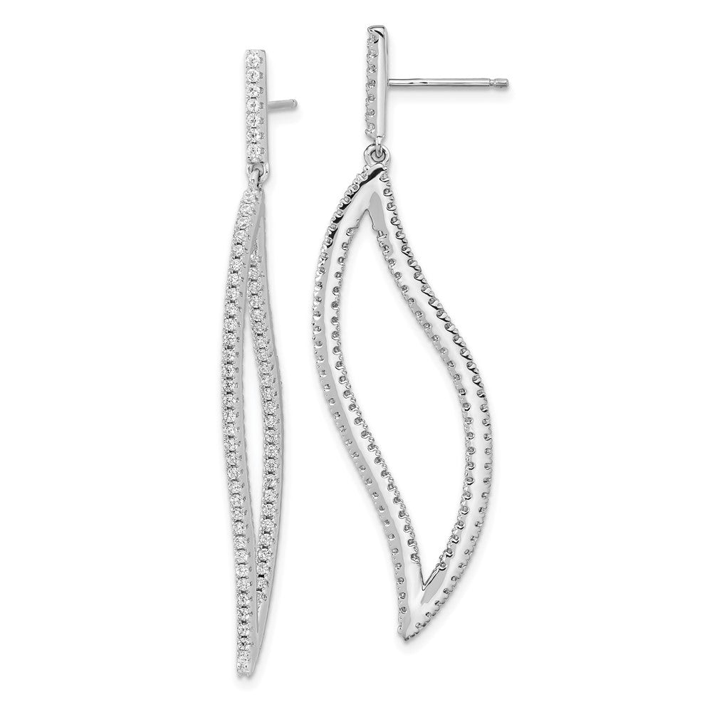 Sterling Silver Cheryl M Rhodium-Plated Brilliant-Cut Cz In And Out Geometric Post Dangle Earrings
