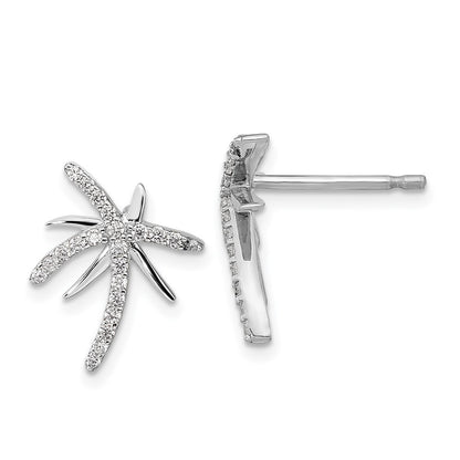 Sterling Silver Cheryl M Rhodium-Plated Brilliant-Cut Cz Palm Tree Post Earrings