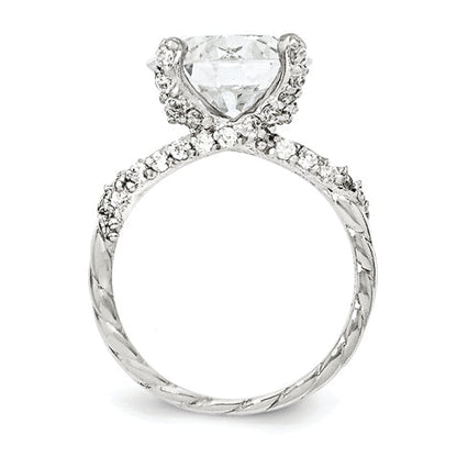Sterling Silver Cheryl M Rhodium-Plated Fancy Brilliant-Cut Cz Ring