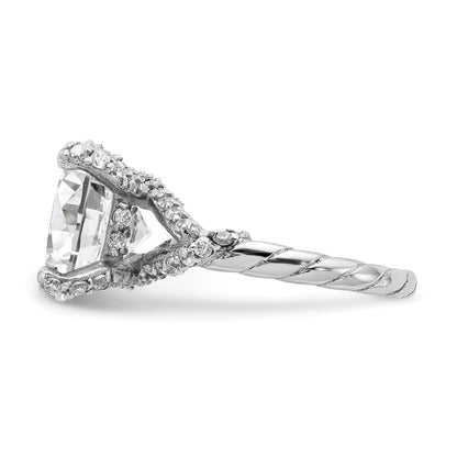 Sterling Silver Cheryl M Rhodium-Plated Fancy Brilliant-Cut Cz Ring