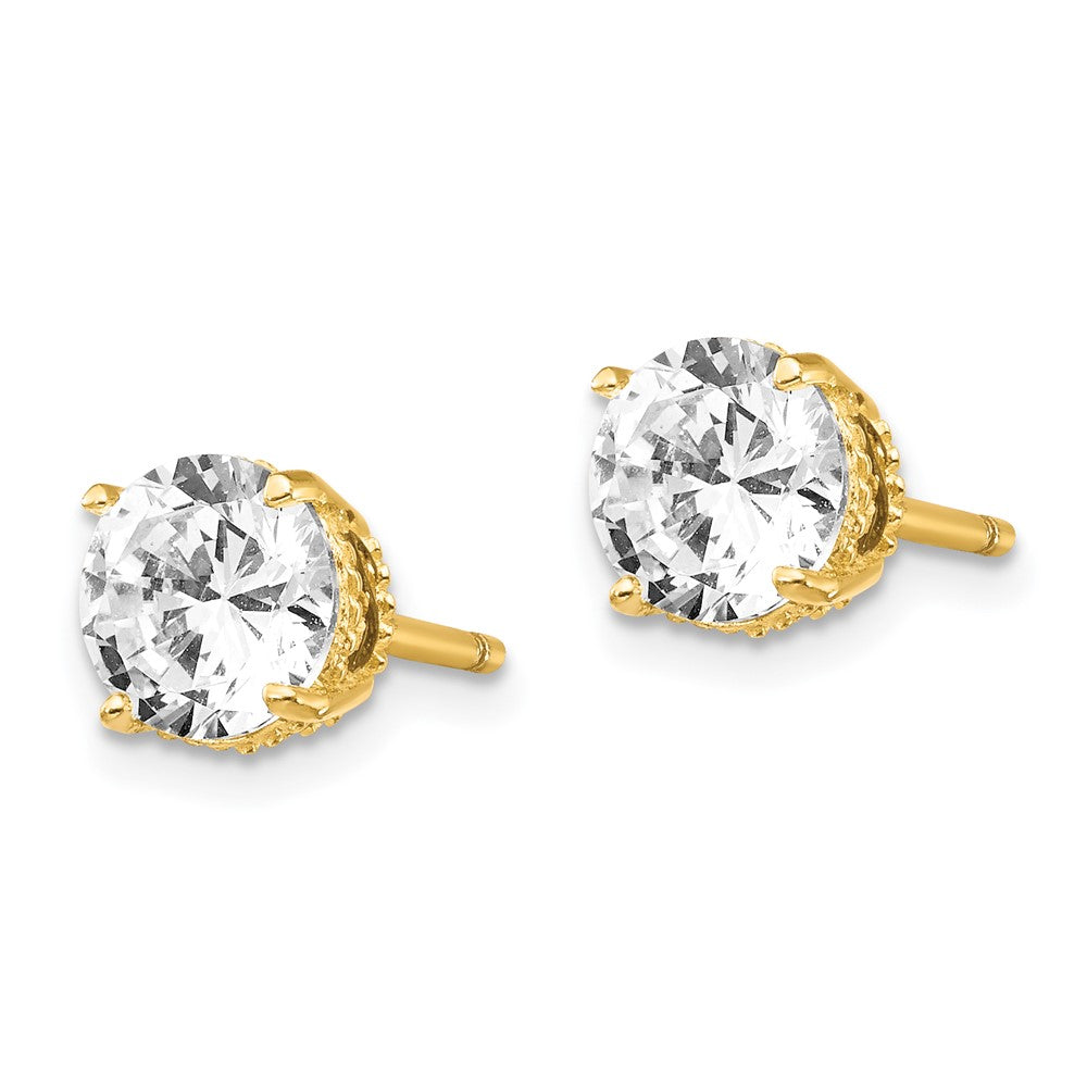 Sterling Silver Cheryl M Gold-Plated With Black Rhodium Accent Brilliant-Cut 6.5mm Cz Stud Post Earrings