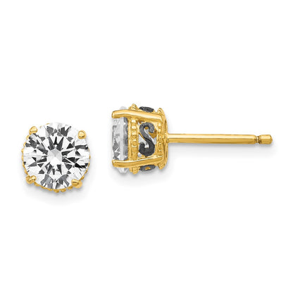 Sterling Silver Cheryl M Gold-Plated With Black Rhodium Accent Brilliant-Cut 6.5mm Cz Stud Post Earrings