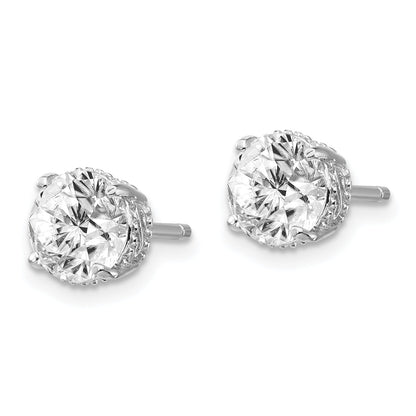 Sterling Silver Cheryl M Rhodium-Plated Brilliant-Cut Cz 6.5mm Stud Post Earrings