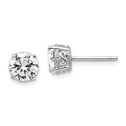 Sterling Silver Cheryl M Rhodium-Plated Brilliant-Cut Cz 6.5mm Stud Post Earrings