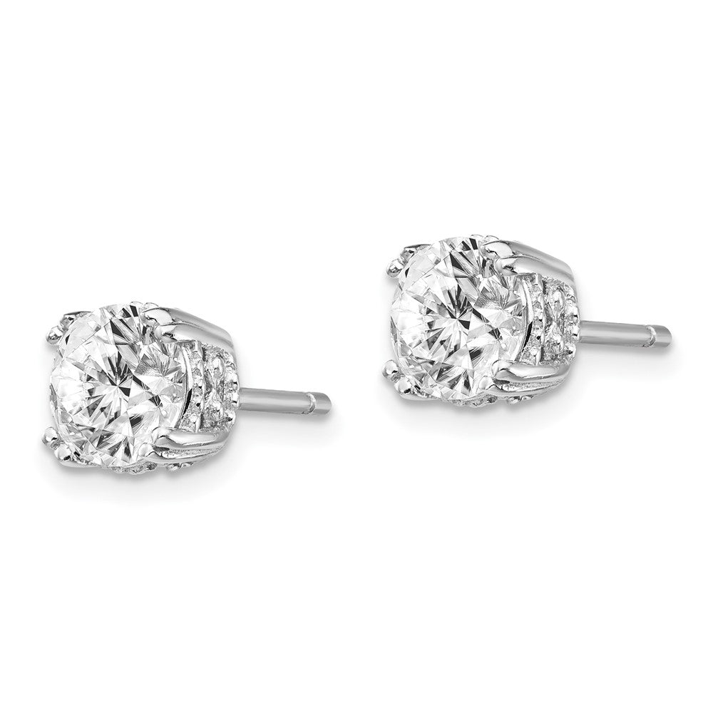 Sterling Silver Cheryl M Rhodium-Plated Round Brilliant-Cut 6.5mm Cz Post Stud Earrings