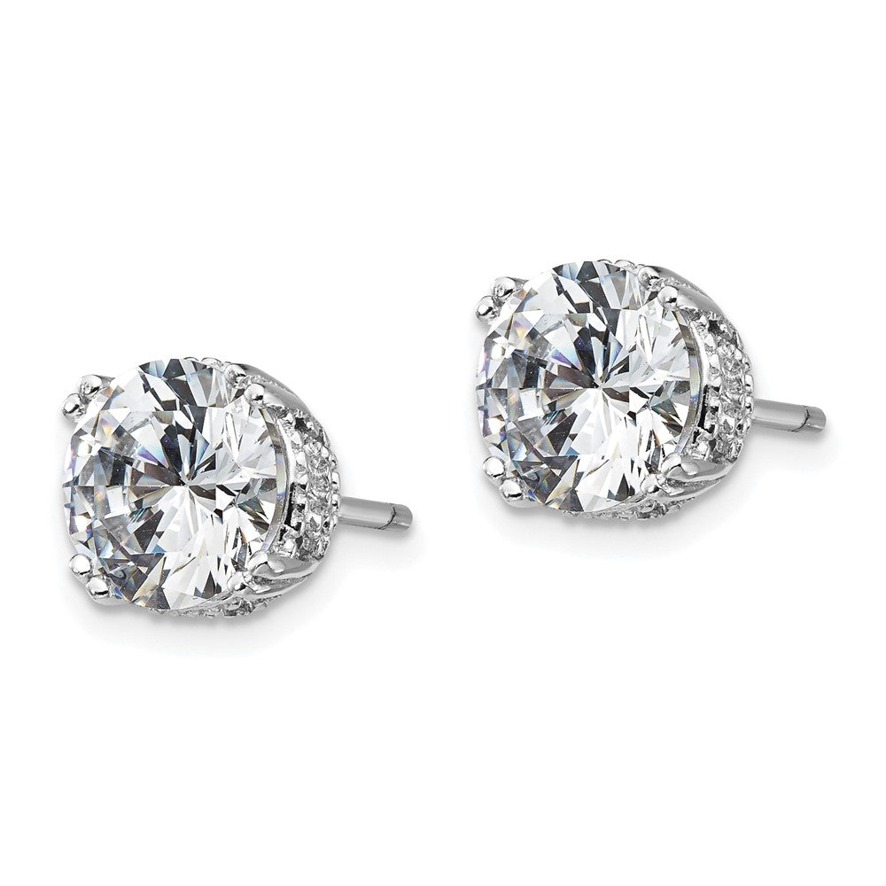 Sterling Silver Cheryl M Rhodium-Plated Brilliant-Cut 8mm Cz Stud Post Earrings