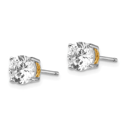 Sterling Silver Cheryl M Rhodium-Plated With Gold-Plated Accent Xo Brilliant-Cut 6.5mm Cz Stud Post Earrings
