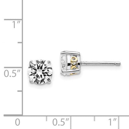Sterling Silver Cheryl M Rhodium-Plated With Gold-Plated Accent Xo Brilliant-Cut 6.5mm Cz Stud Post Earrings