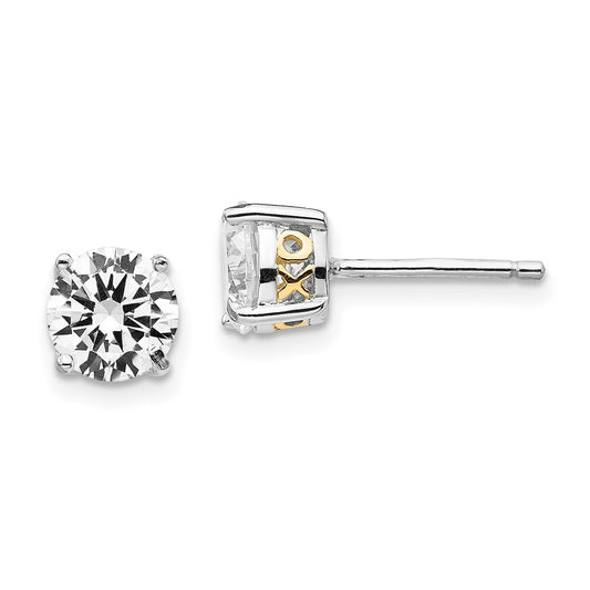 Sterling Silver Cheryl M Rhodium-Plated With Gold-Plated Accent Xo Brilliant-Cut 6.5mm Cz Stud Post Earrings