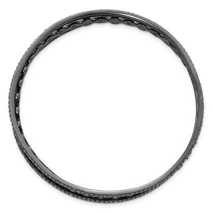 Sterling Silver Cheryl M Black-Plated Cz Three Bangle Set