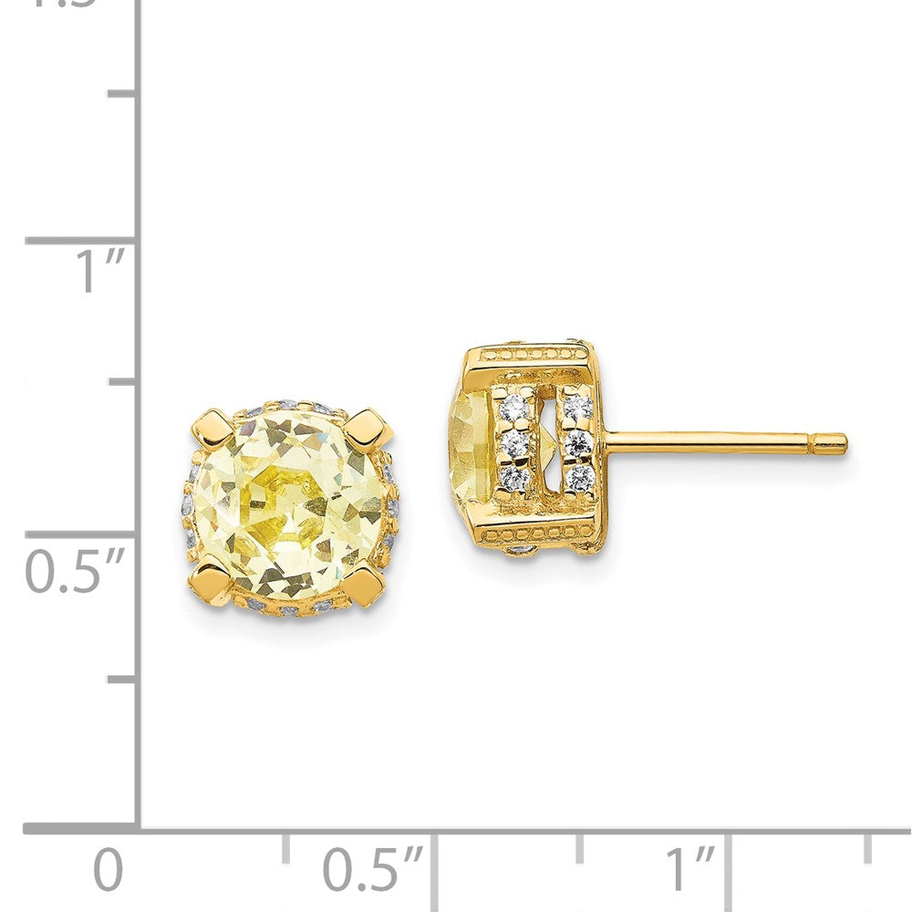 Ss/Gold Plated Cheryl M Sterling Silver Gold-Plated Brilliant-Cut Yellow And White Cz Post Earrings