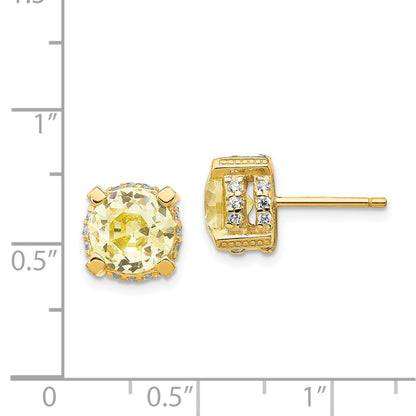 Ss/Gold Plated Cheryl M Sterling Silver Gold-Plated Brilliant-Cut Yellow And White Cz Post Earrings