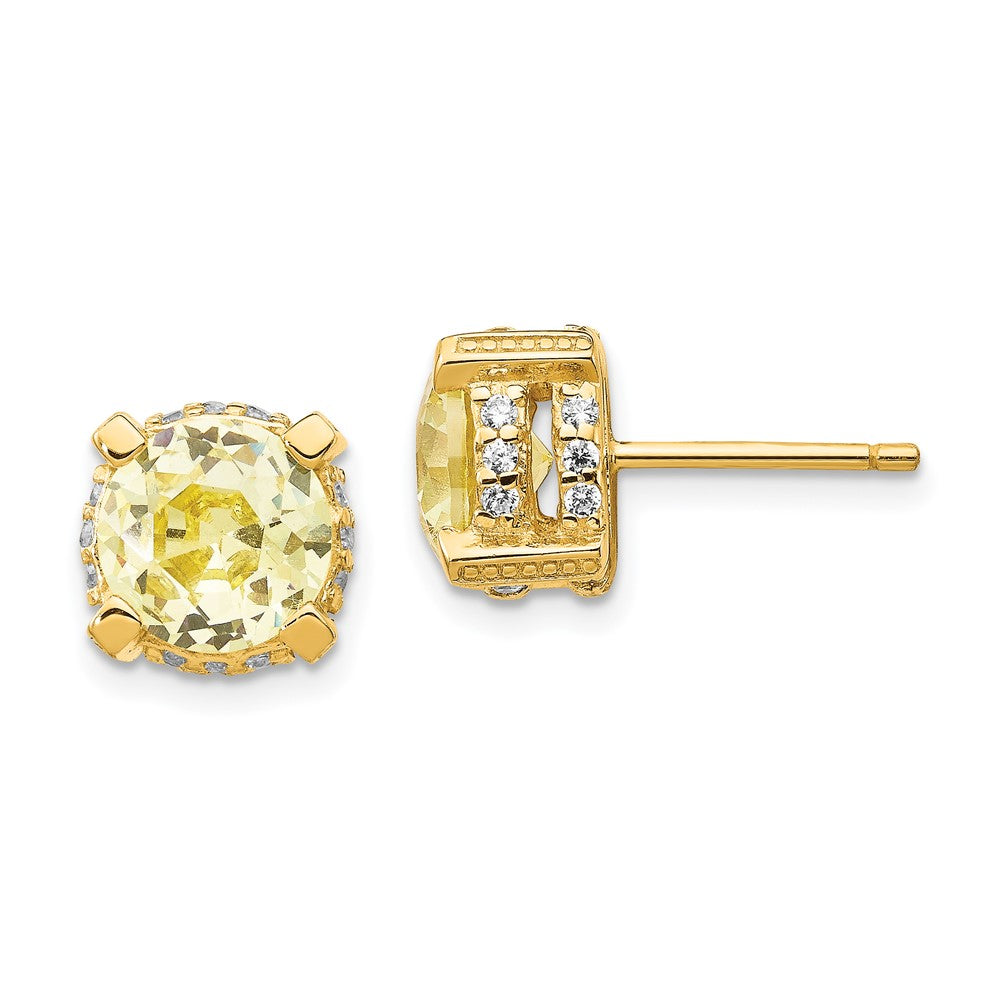 Ss/Gold Plated Cheryl M Sterling Silver Gold-Plated Brilliant-Cut Yellow And White Cz Post Earrings