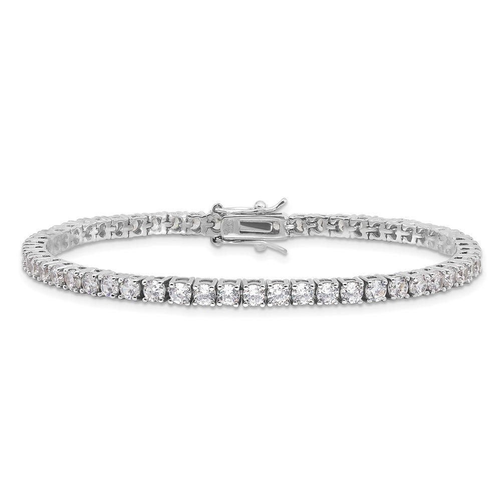 Sterling Silver Cheryl M Rhodium-Plated Brilliant-Cut Cz 7 Inch Tennis Bracelet
