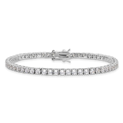 Sterling Silver Cheryl M Rhodium-Plated Brilliant-Cut Cz 7 Inch Tennis Bracelet