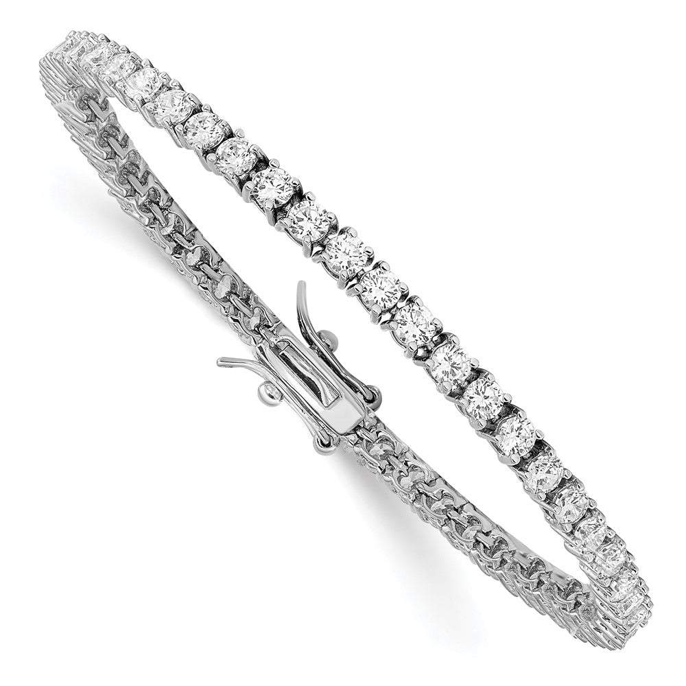 Sterling Silver Cheryl M Rhodium-Plated Brilliant-Cut Cz 7 Inch Tennis Bracelet