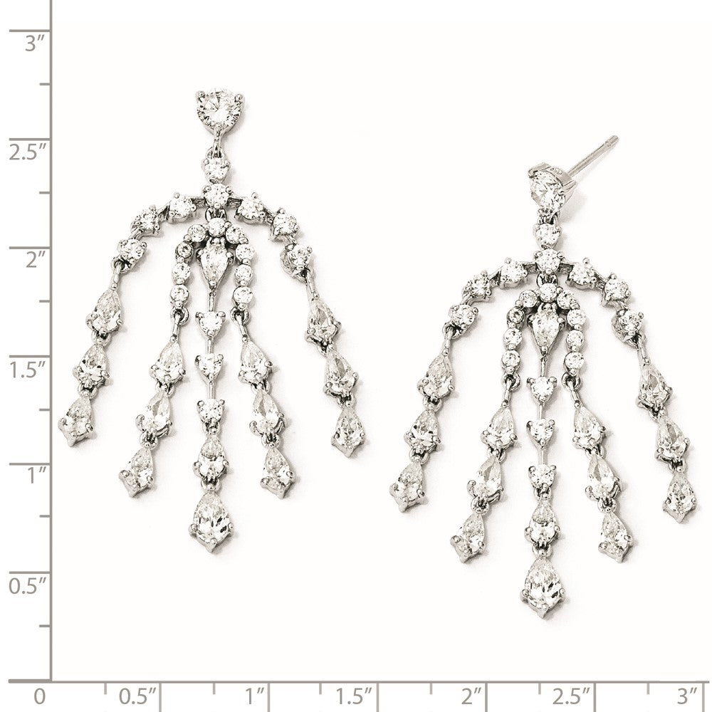 Sterling Silver Cz Dangle Post Earrings