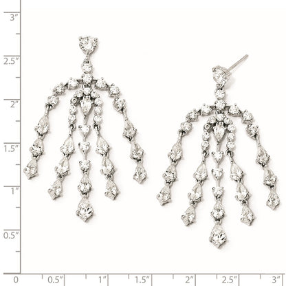 Sterling Silver Cz Dangle Post Earrings