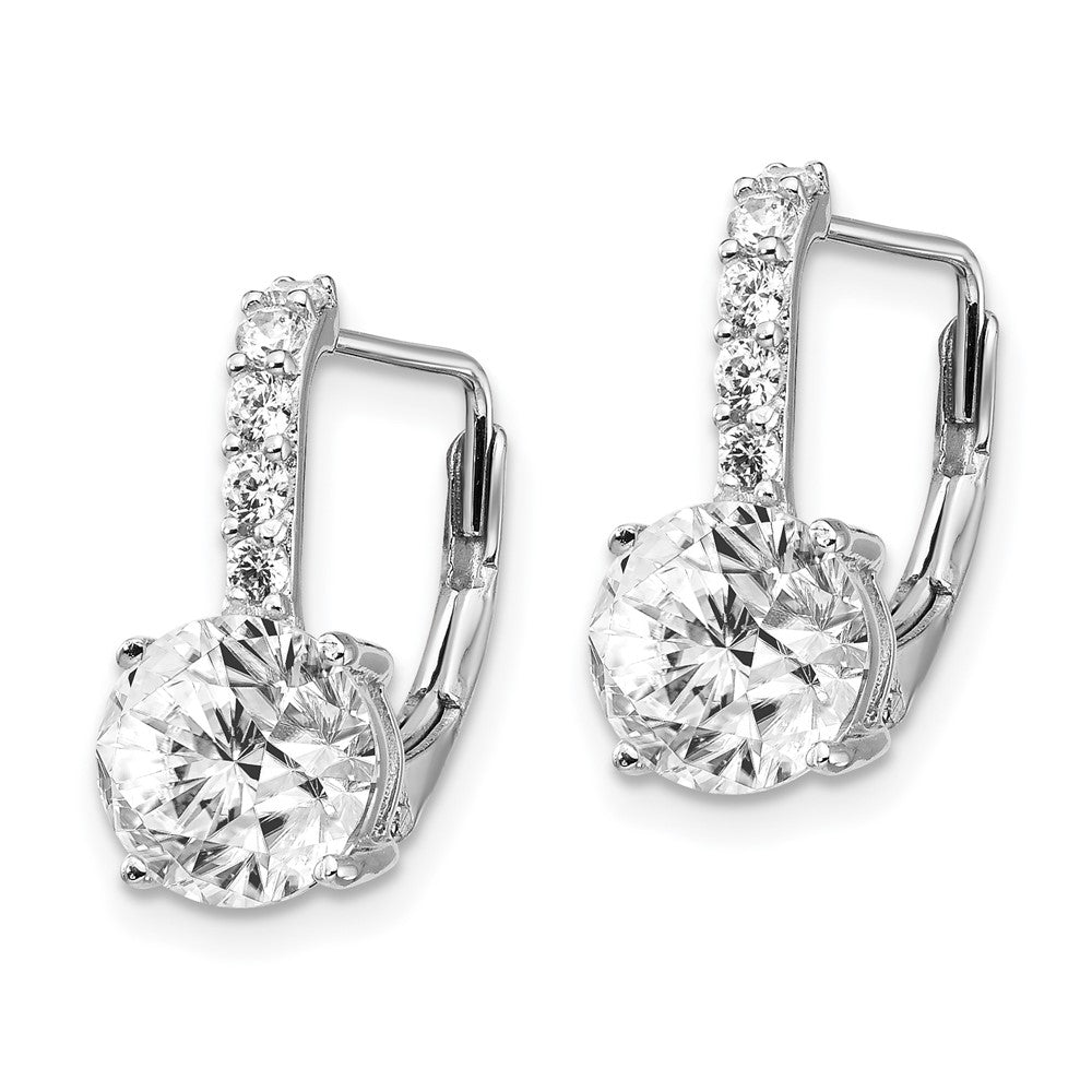 Sterling Silver Cheryl M Rhodium-Plated Brilliant-Cut Cz Leverback Earrings