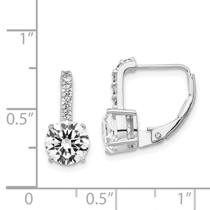Sterling Silver Cheryl M Rhodium-Plated Brilliant-Cut Cz Leverback Earrings