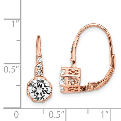 Sterling Silver Cheryl M Rose Gold-Plated Brilliant-Cut Cz Leverback Dangle Earrings