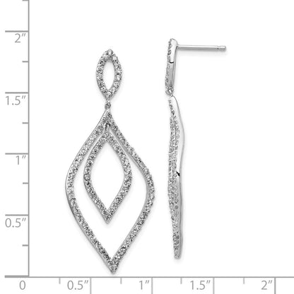 Sterling Silver Cheryl M Rhodium-Plated Brilliant-Cut Cz Fancy Flames Post Dangle Earrings